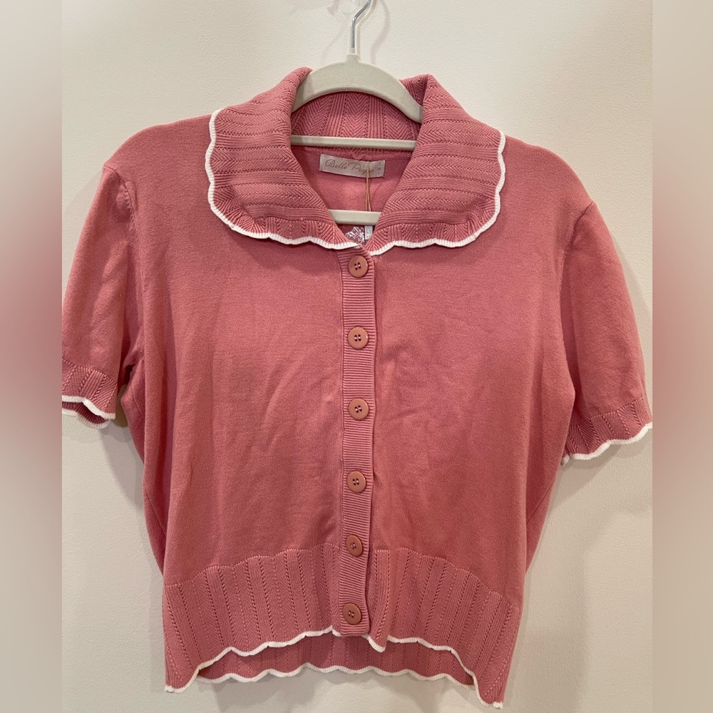 Retro Pink short sleeve cardigan NWT sz Small